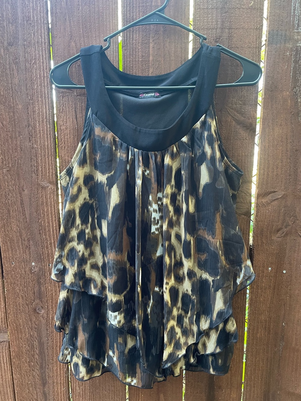 Y2K Cocomo Leopard Print Layered 2000s Club Glam Night out Top Sz M